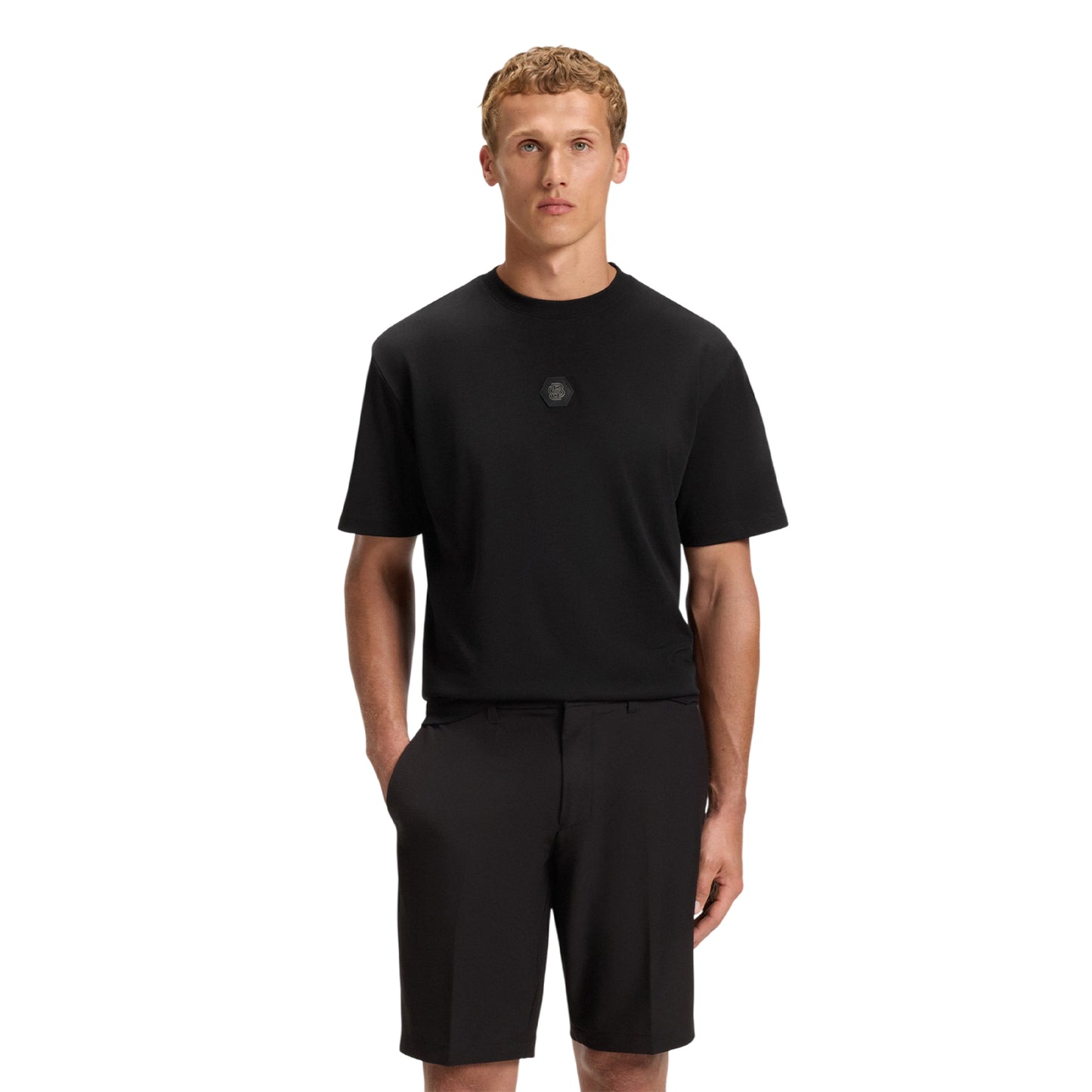Black - Side - Boss Unisex Adult Monogram Cotton Logo T-Shirt