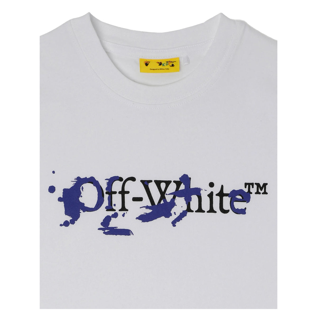 White - Side - Off White Childrens-Kids Paint Splatter Cotton Short-Sleeved T-Shirt