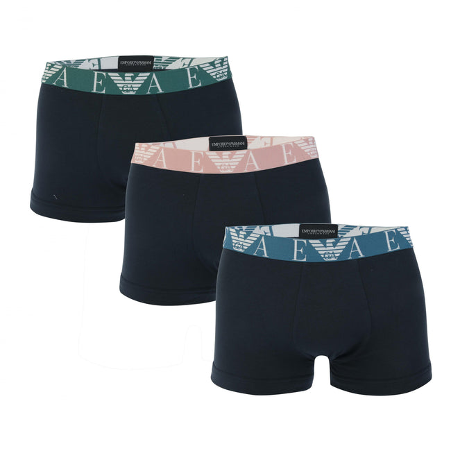 Navy - Front - Armani Mens Boxer Shorts (Pack of 3)