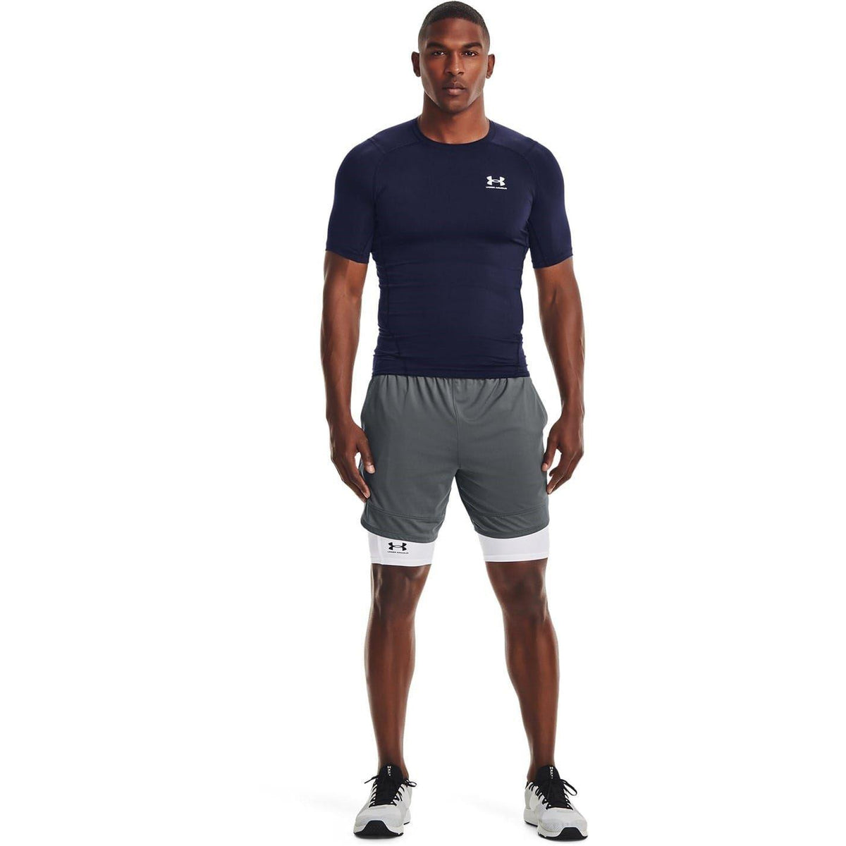 Navy-White - Pack Shot - Under Armour Mens HeatGear Training T-Shirt