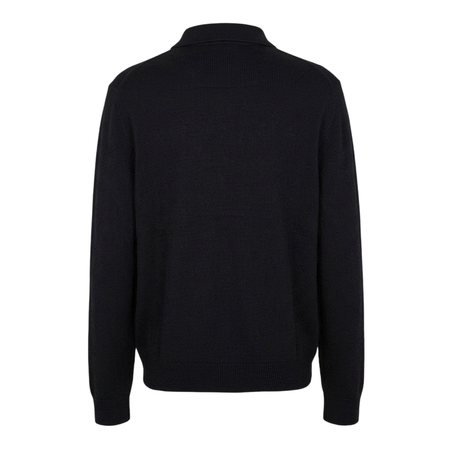 Black - Back - Armani Exchange Mens Knitted Long-Sleeved Polo Shirt