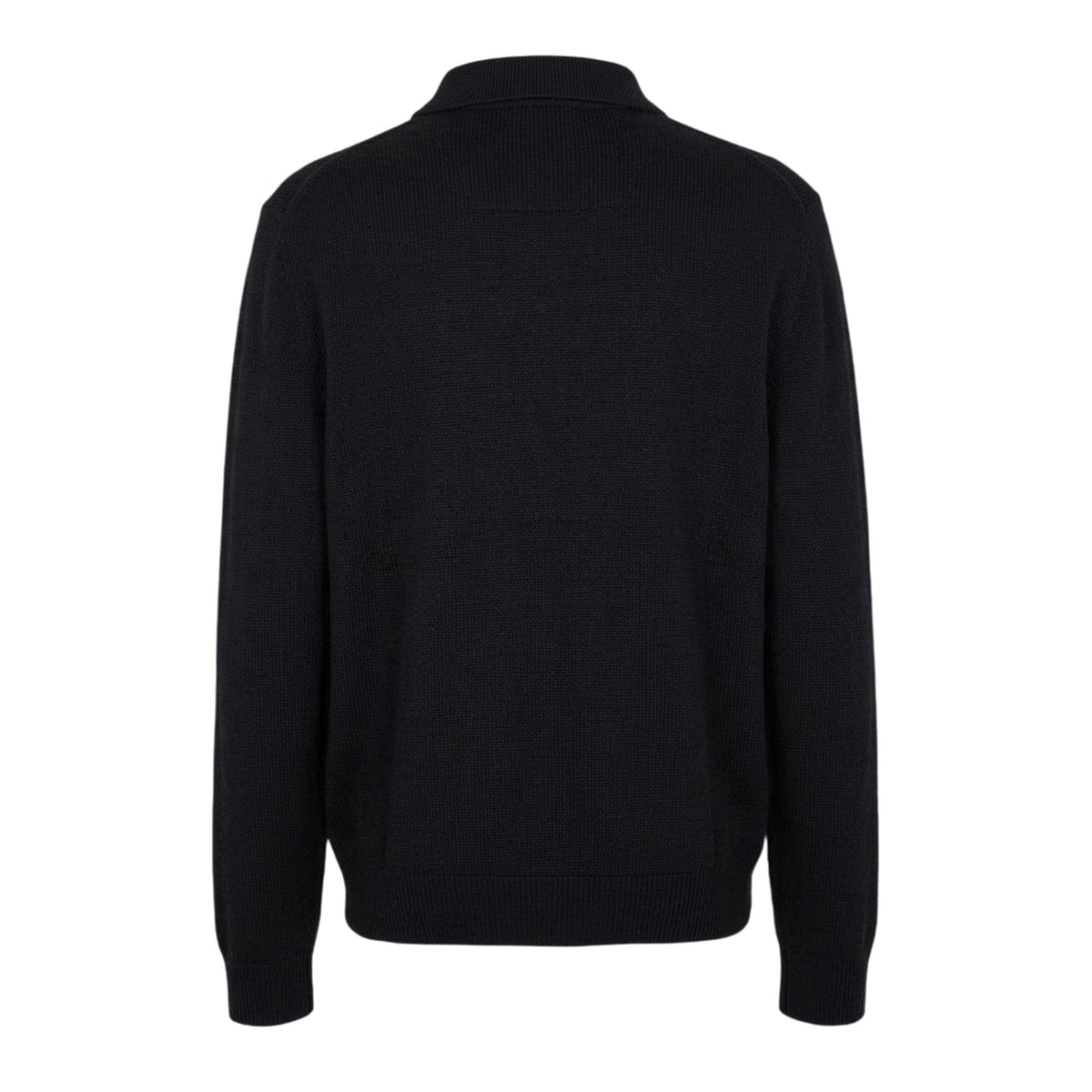 Black - Back - Armani Exchange Mens Knitted Long-Sleeved Polo Shirt