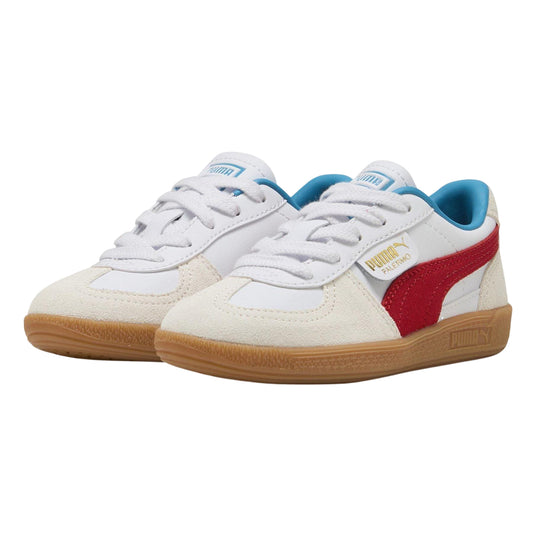 White-Red - Front - Puma Childrens-Kids Palermo Leather Low Cut Flat Trainers