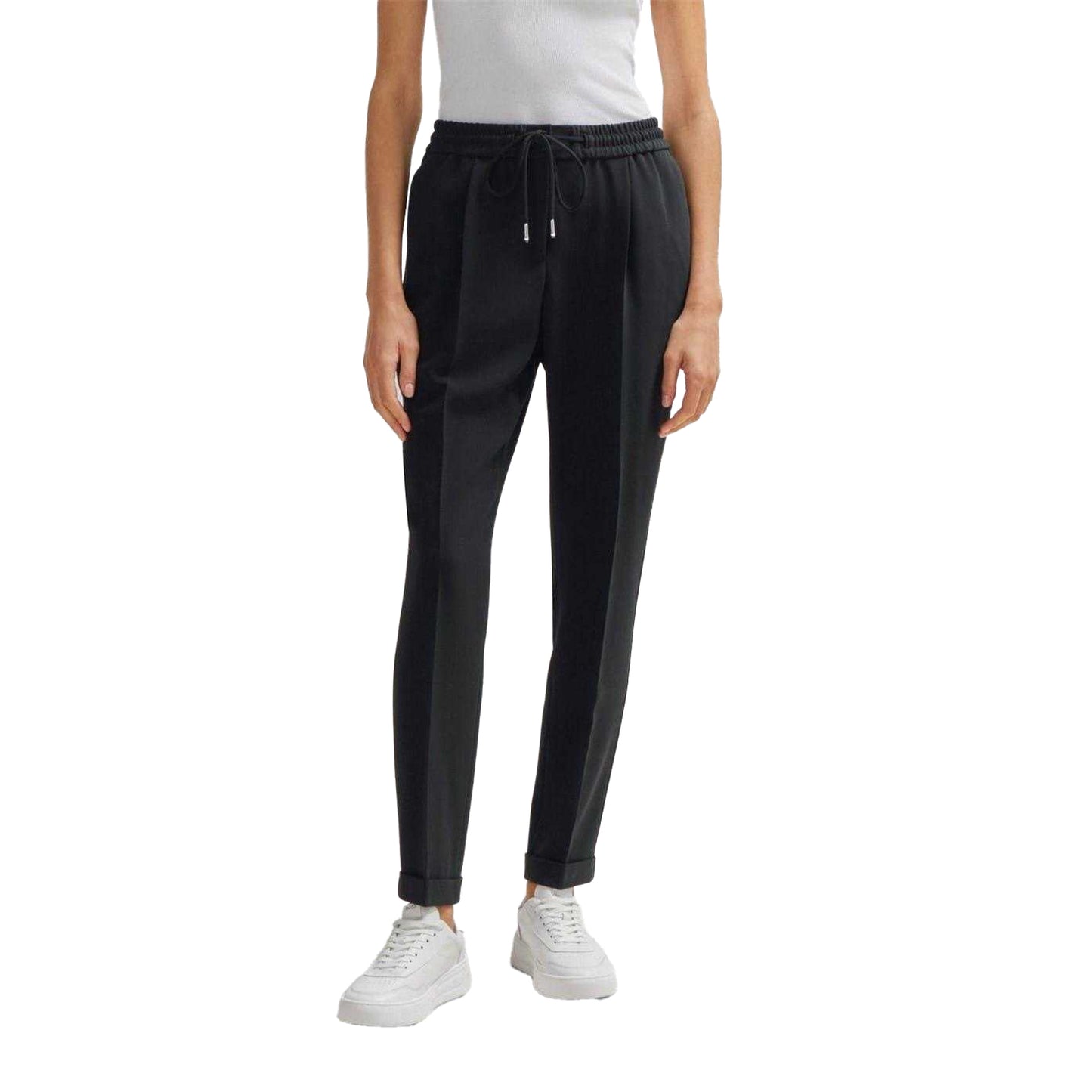 Black - Side - Boss Womens-Ladies Tariyanah Straight Trousers