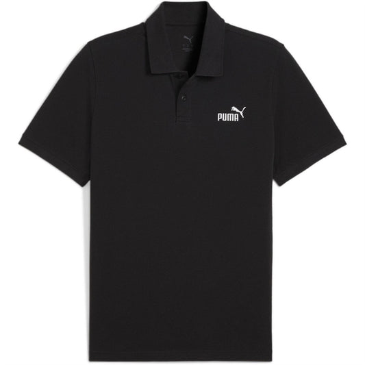 Black - Front - Puma Mens Logo Pique Classic Polo Shirt