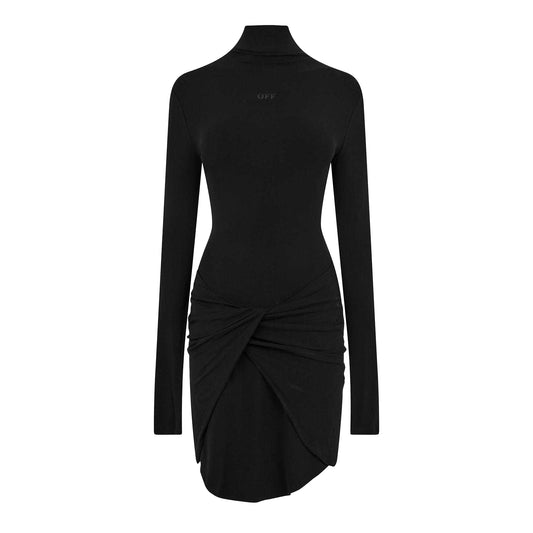 Black - Front - Off-White Womens-Ladies Twist Midi Dress