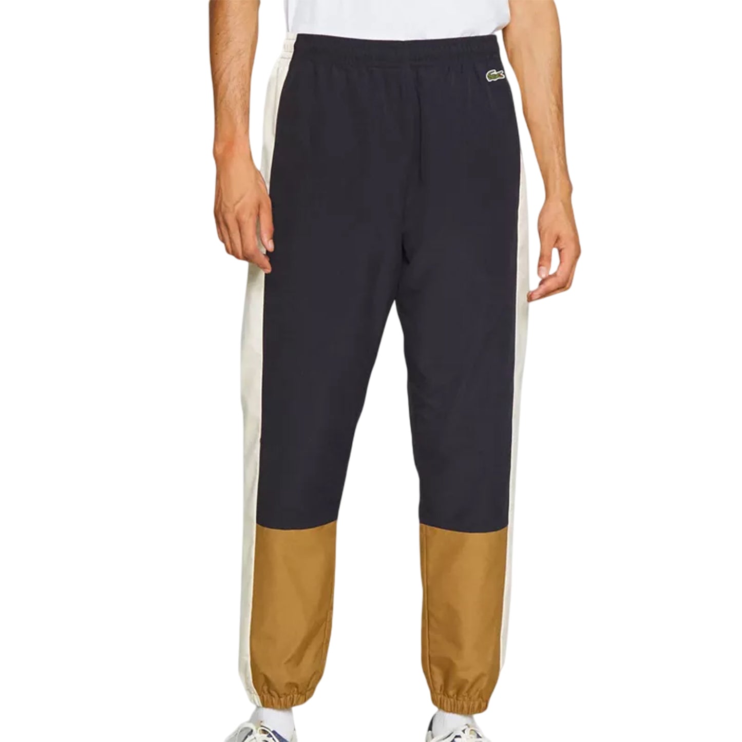 Navy-Brown - Side - Lacoste Mens Colour Block Tracksuit Bottoms