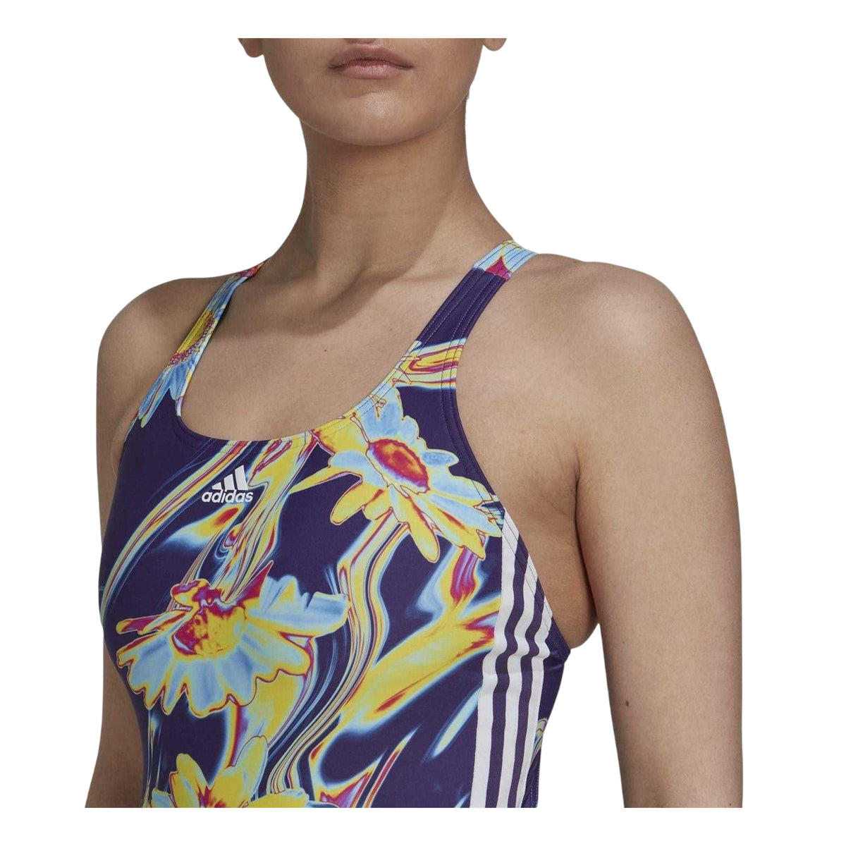 Dark Purple - Lifestyle - Adidas Womens-Ladies Floral One Piece Swimsuit