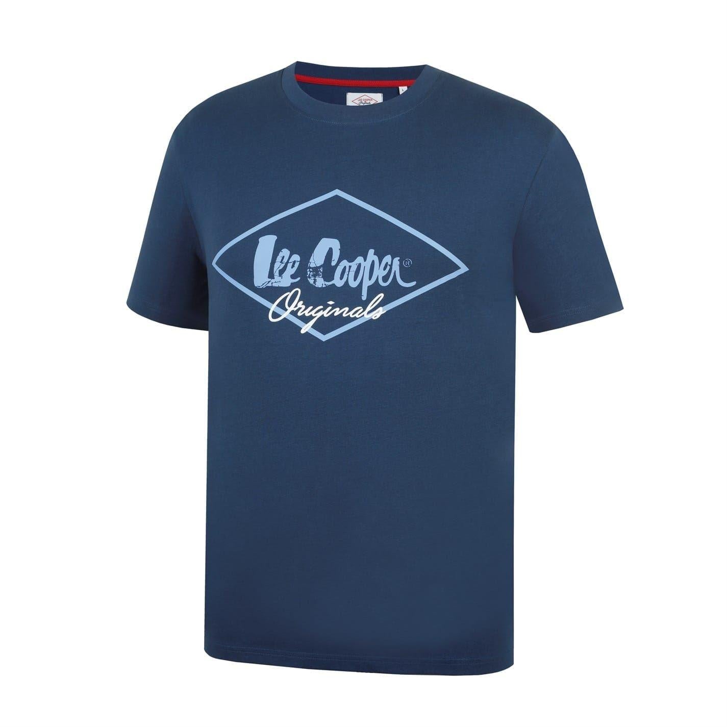 Vintage Blue - Close up - Lee Cooper Mens Originals Logo T-Shirt