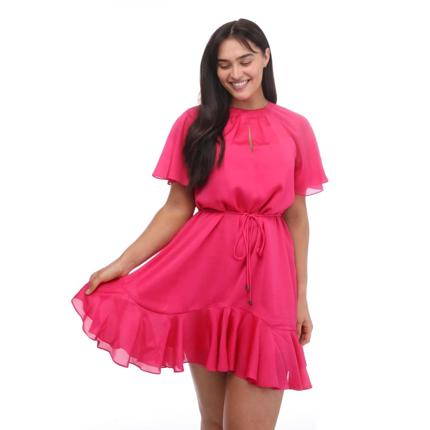 Pink - Lifestyle - Ted Baker Womens-Ladies Elsieee Fluted Hem Mini Dress