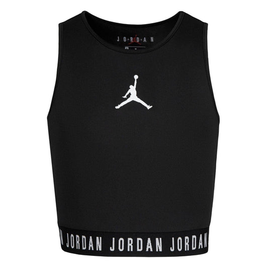 Black-White - Front - Nike Girls Air Jordan Active Crop Top