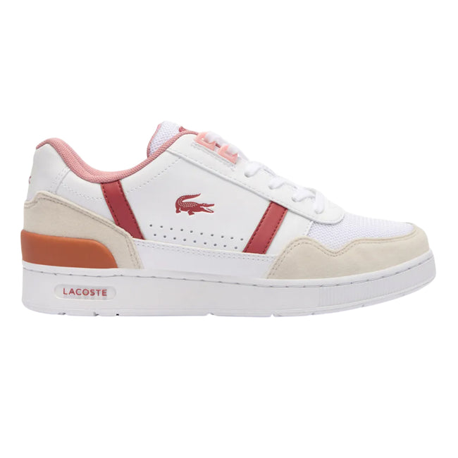 White-Pink - Front - Lacoste Childrens-Kids T-Clip Touch Fastening Trainers