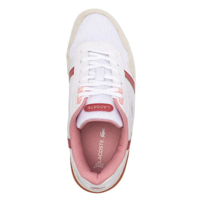 White-Pink - Side - Lacoste Childrens-Kids T-Clip Touch Fastening Trainers