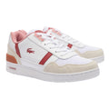 White-Pink - Pack Shot - Lacoste Childrens-Kids T-Clip Touch Fastening Trainers