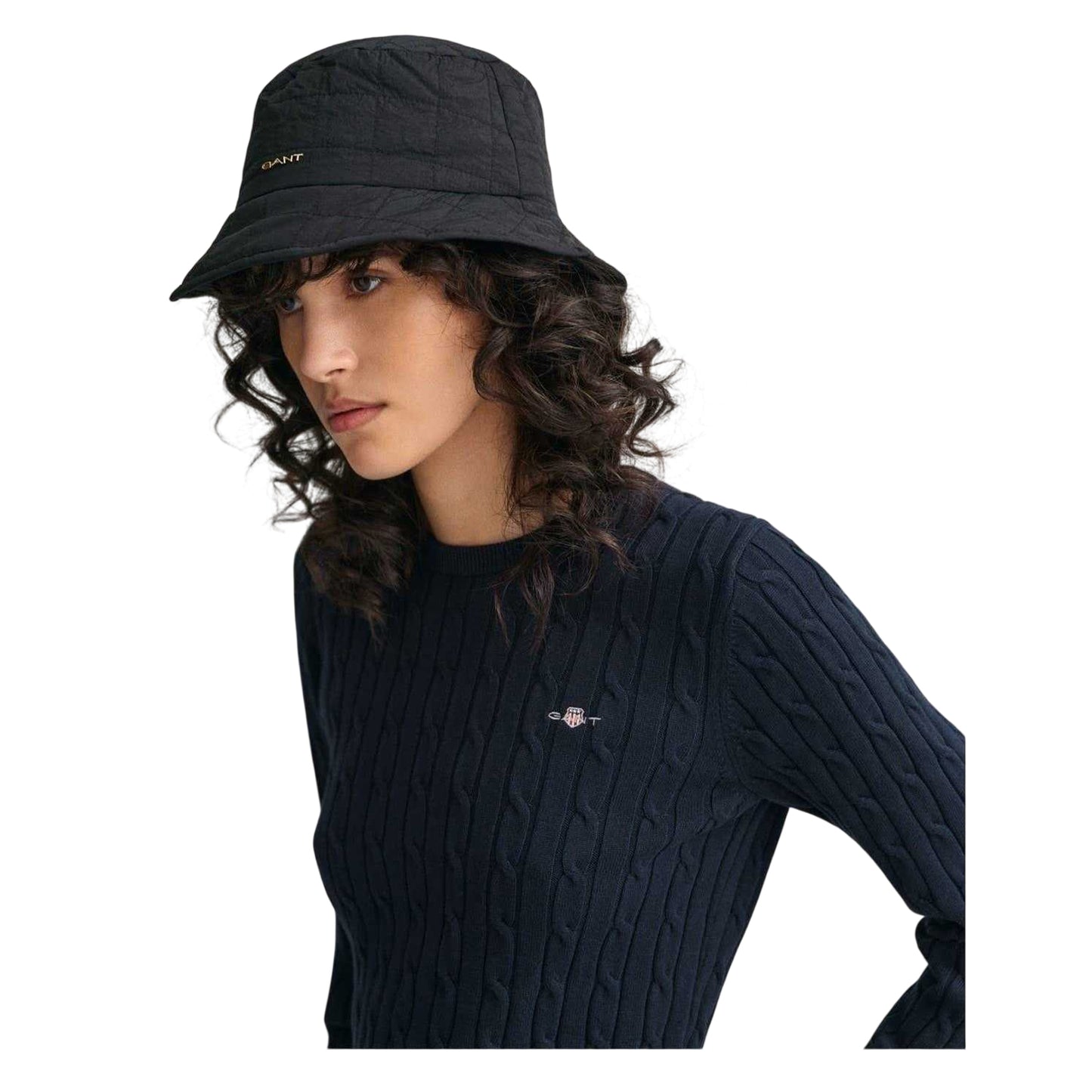 Eggshell - Lifestyle - Gant Womens-Ladies Cable Knit Cotton Crew Neck Pullover