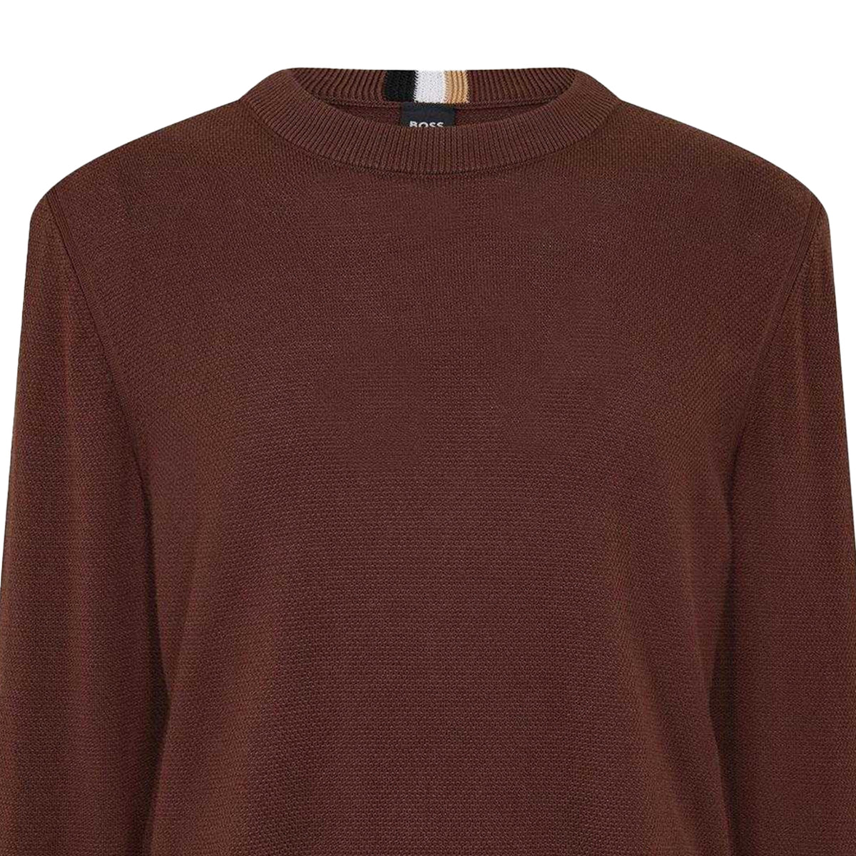 Dark Brown - Back - Boss Mens Ecaio-P Knitted Jumper