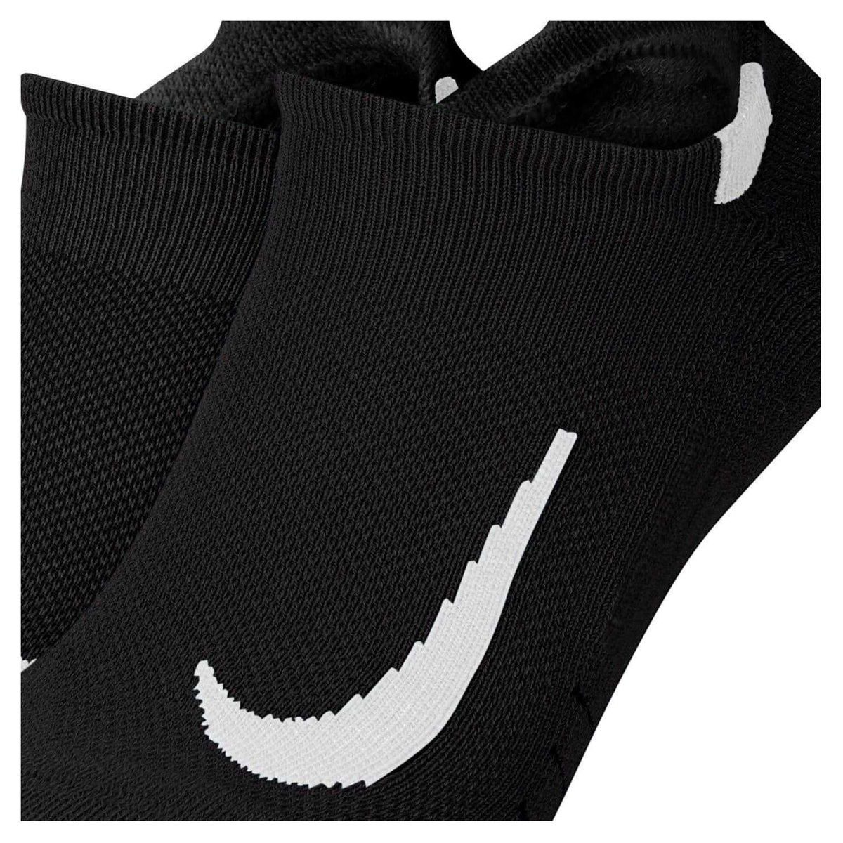 Black-White - Side - Nike Unisex Adult Multiplier Running No-Show Socks (Pack of 2)