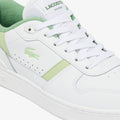 White-Green - Close up - Lacoste Womens-Ladies T-Clip Leather Trainers