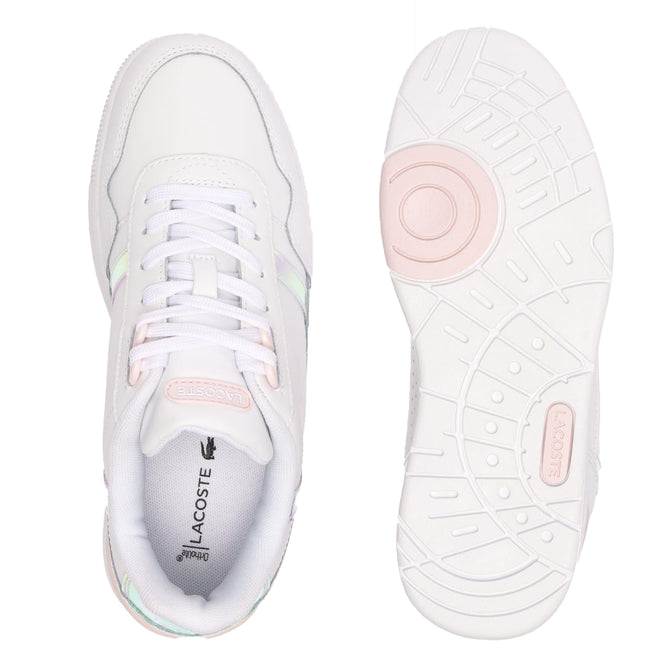 White-Pink - Lifestyle - Lacoste Womens-Ladies T-Clip Leather Trainers