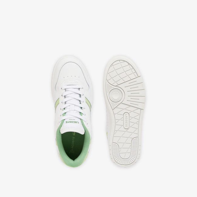 White-Green - Lifestyle - Lacoste Womens-Ladies T-Clip Leather Trainers