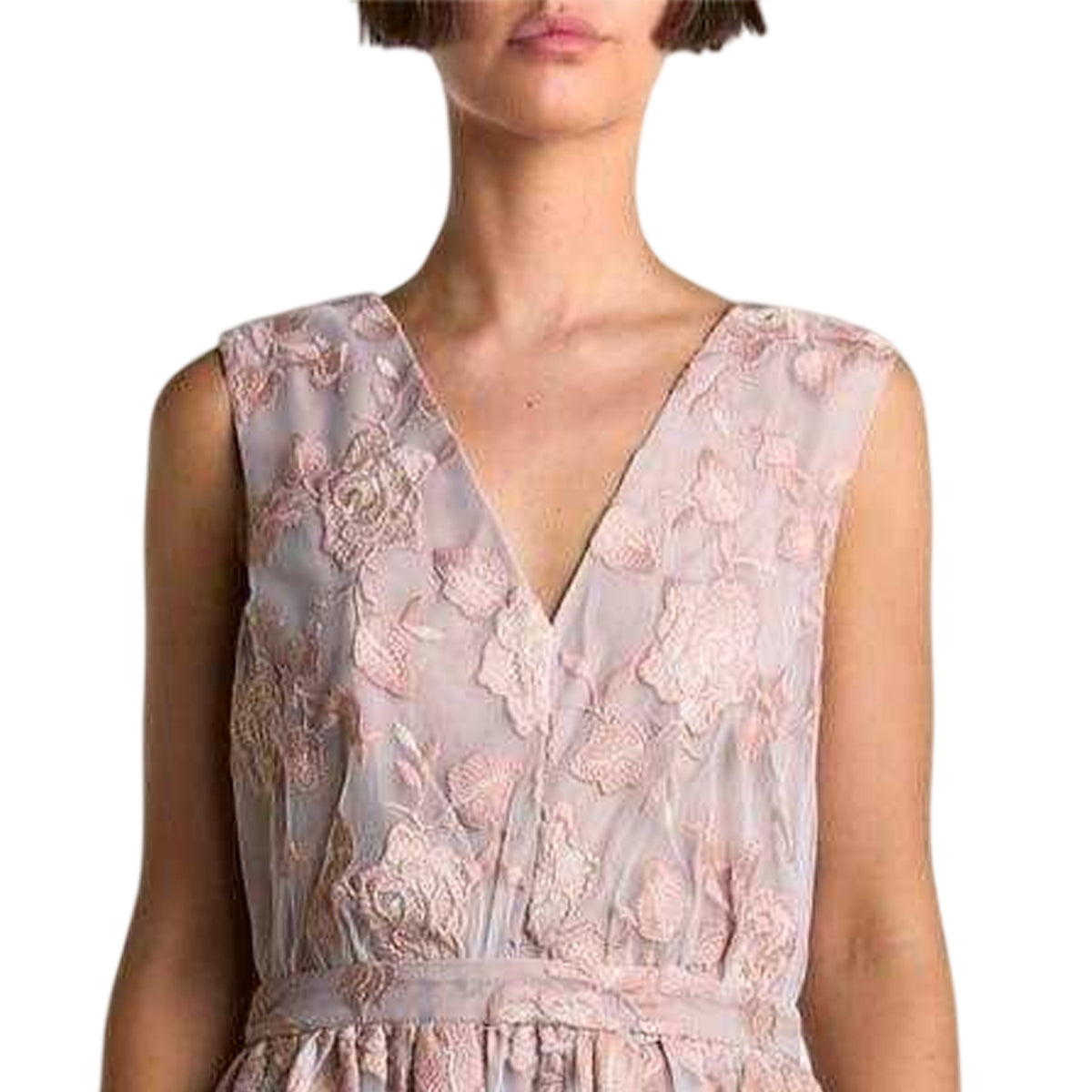 Nude-Rose - Back - True Decadence Womens-Ladies Maxi V Neck Sleeveless Dressing Gown