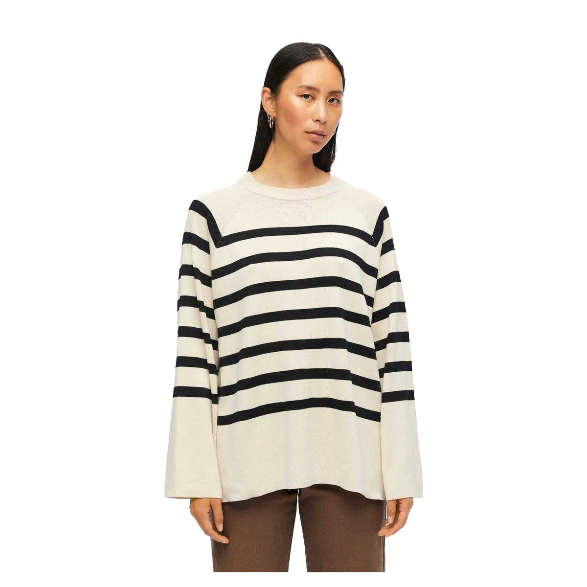 Sand Beige-Black - Side - Object Womens-Ladies Ester Top