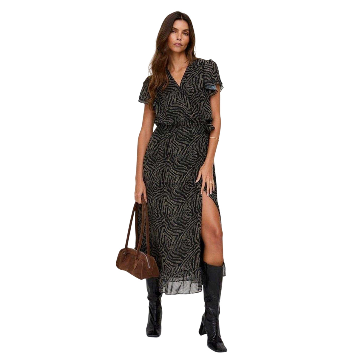 Black - Side - Lily And Lionel Womens-Ladies Devina Midi Wrap Dress