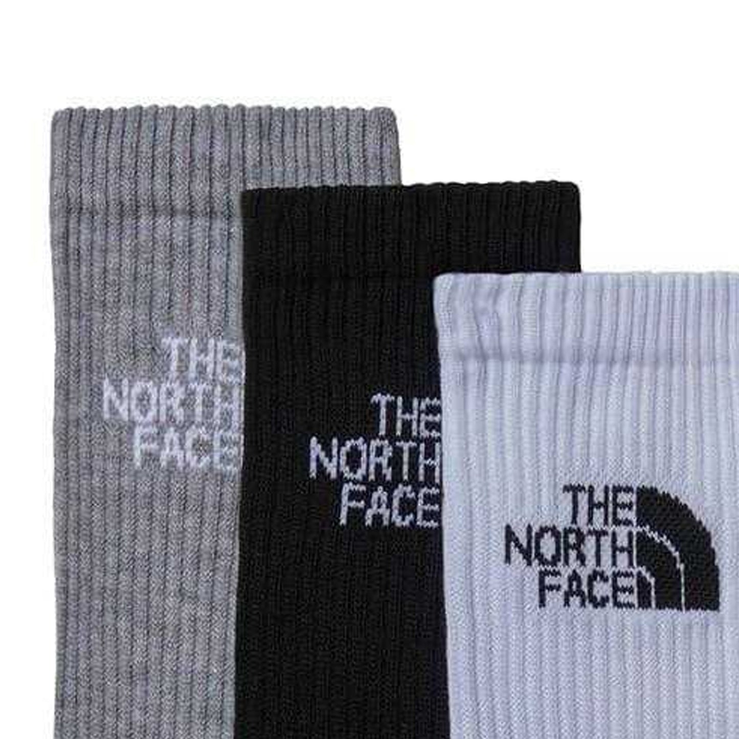 Black-White-Grey - Back - The North Face Unisex Adult Cushioned Sport Crew Socks (Pack of 3)