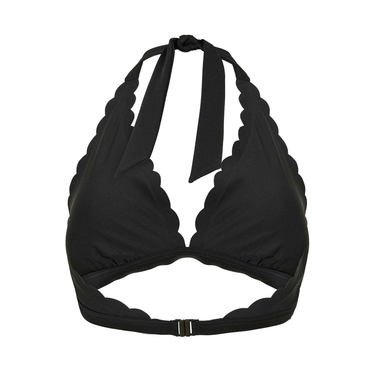 Black - Back - Zoggs Womens-Ladies Scalloped Halter Neck Bikini Top