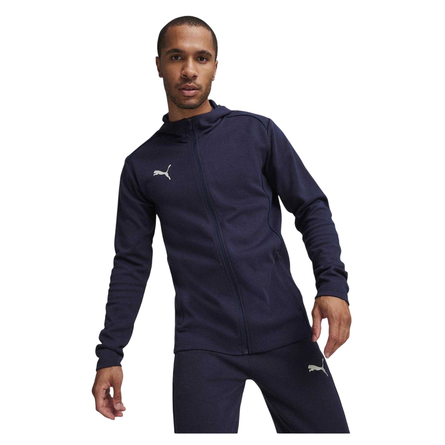 Navy - Side - Puma Mens TeamFINAL Casuals Full Zip Hoodie