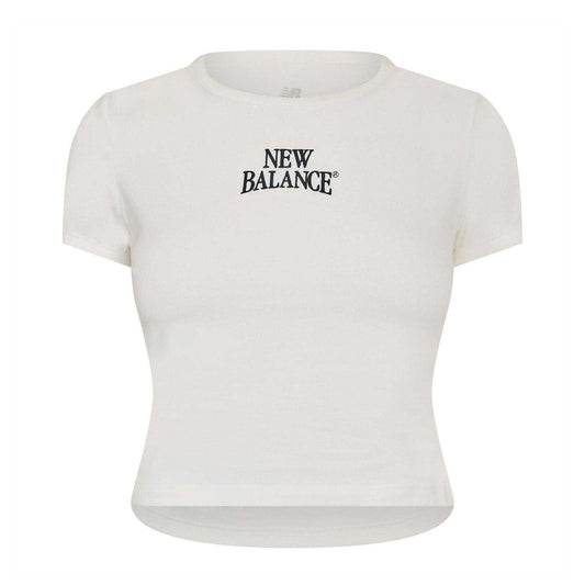 White - Front - New Balance Womens-Ladies Heritage Ringer Crop Top