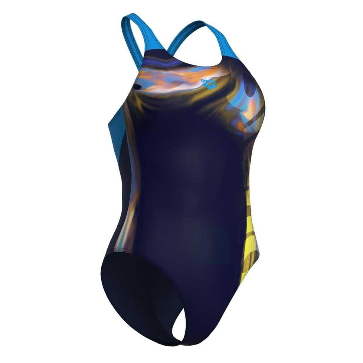 Navy-Turquoise - Lifestyle - Arena Womens-Ladies Dreamhline Abstract One Piece Swimsuit