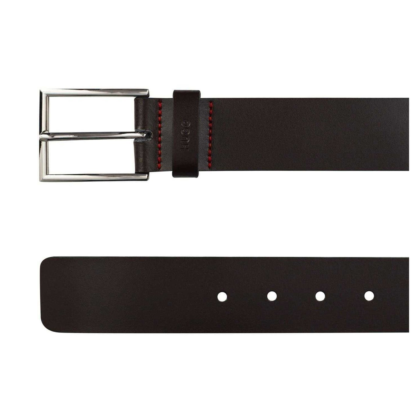 Brown - Side - Hugo Boss Mens Giaspo Leather Belt