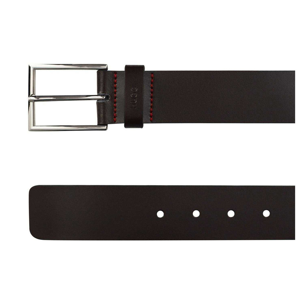 Brown - Side - Hugo Boss Mens Giaspo Leather Belt