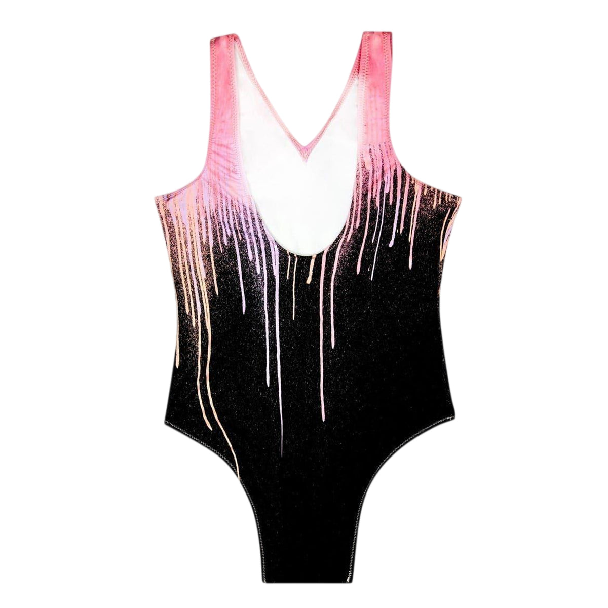 Multicoloured - Back - Hype Girls Script Paint Drip One Piece Swimsuit