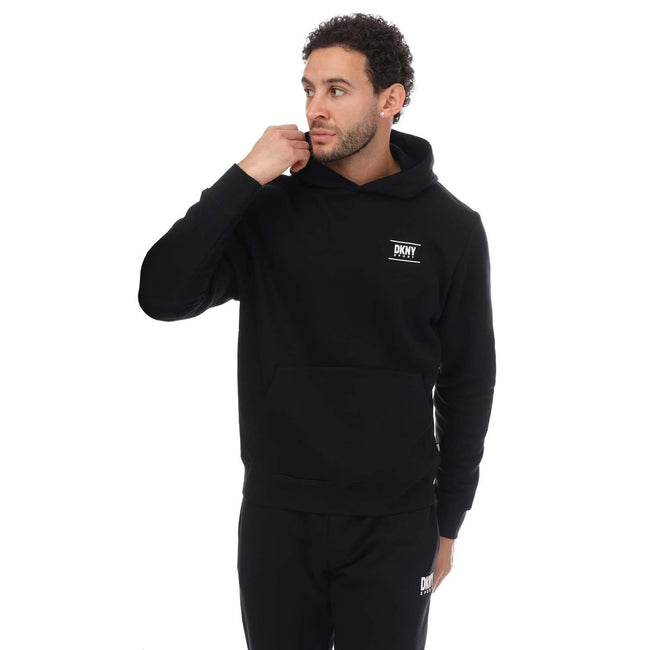 Black - Front - DKNY Mens Blackwater Logo Hoodie