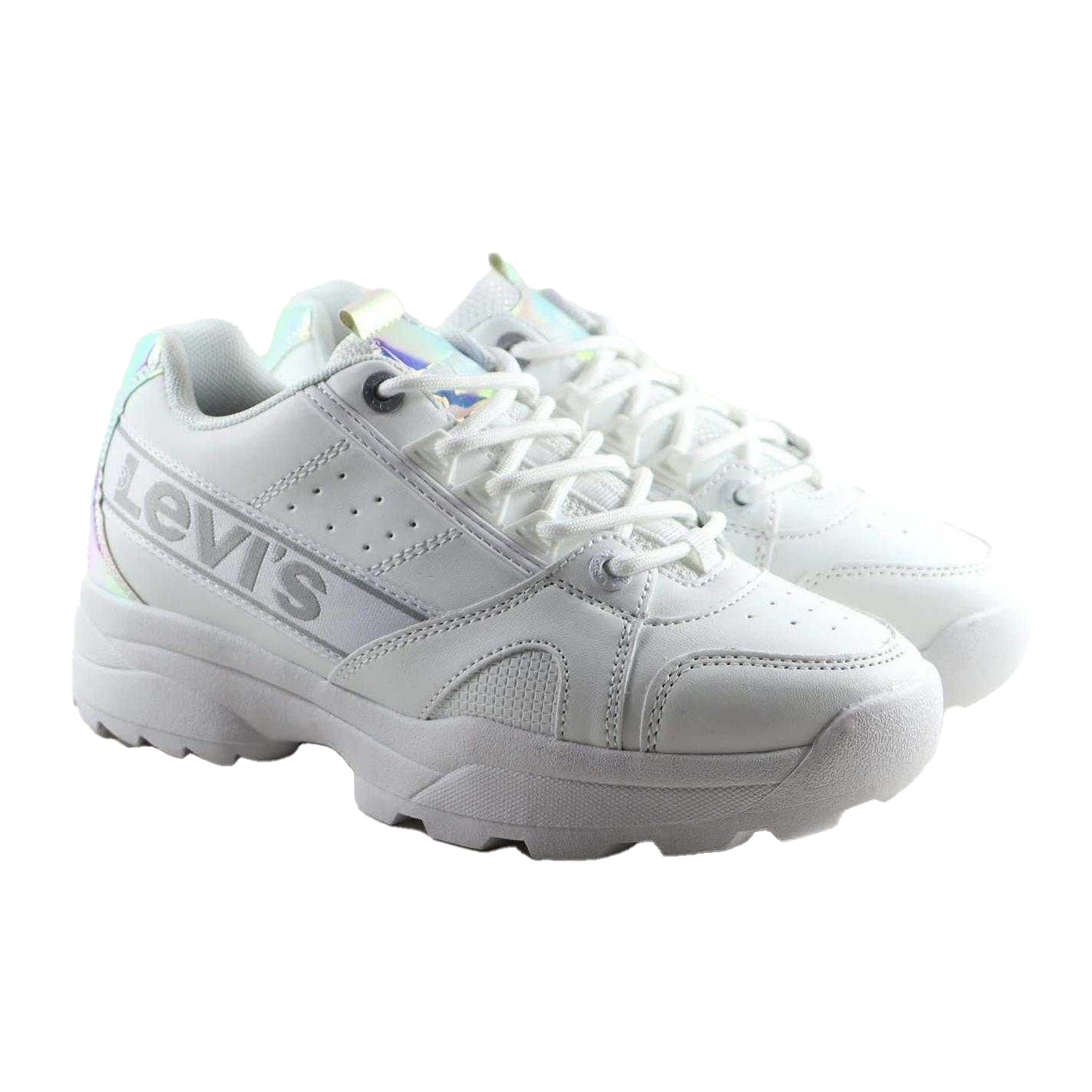 Mirror - Pack Shot - Levis Girls Soho Iridescent Leather Trainers