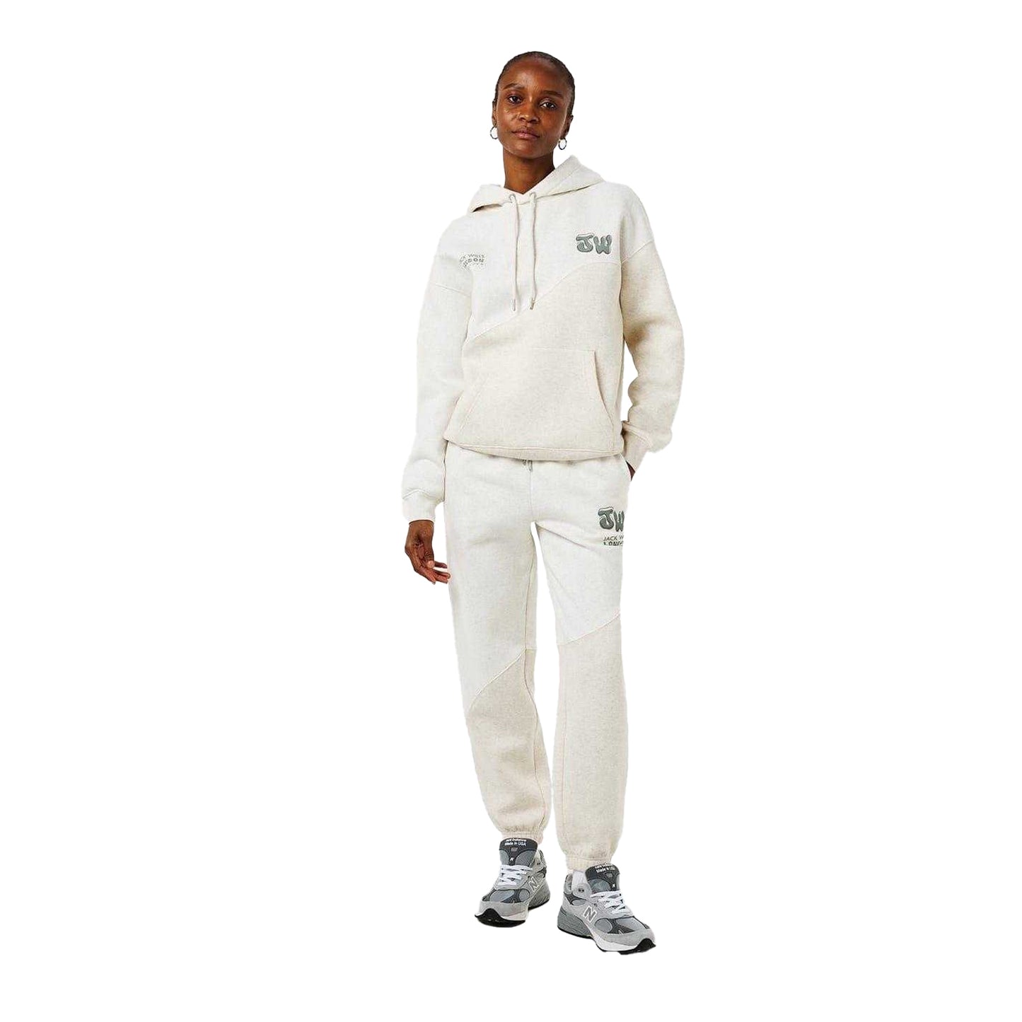 Oat - Pack Shot - Jack Wills Womens-Ladies Splice Drawstring Hoodie