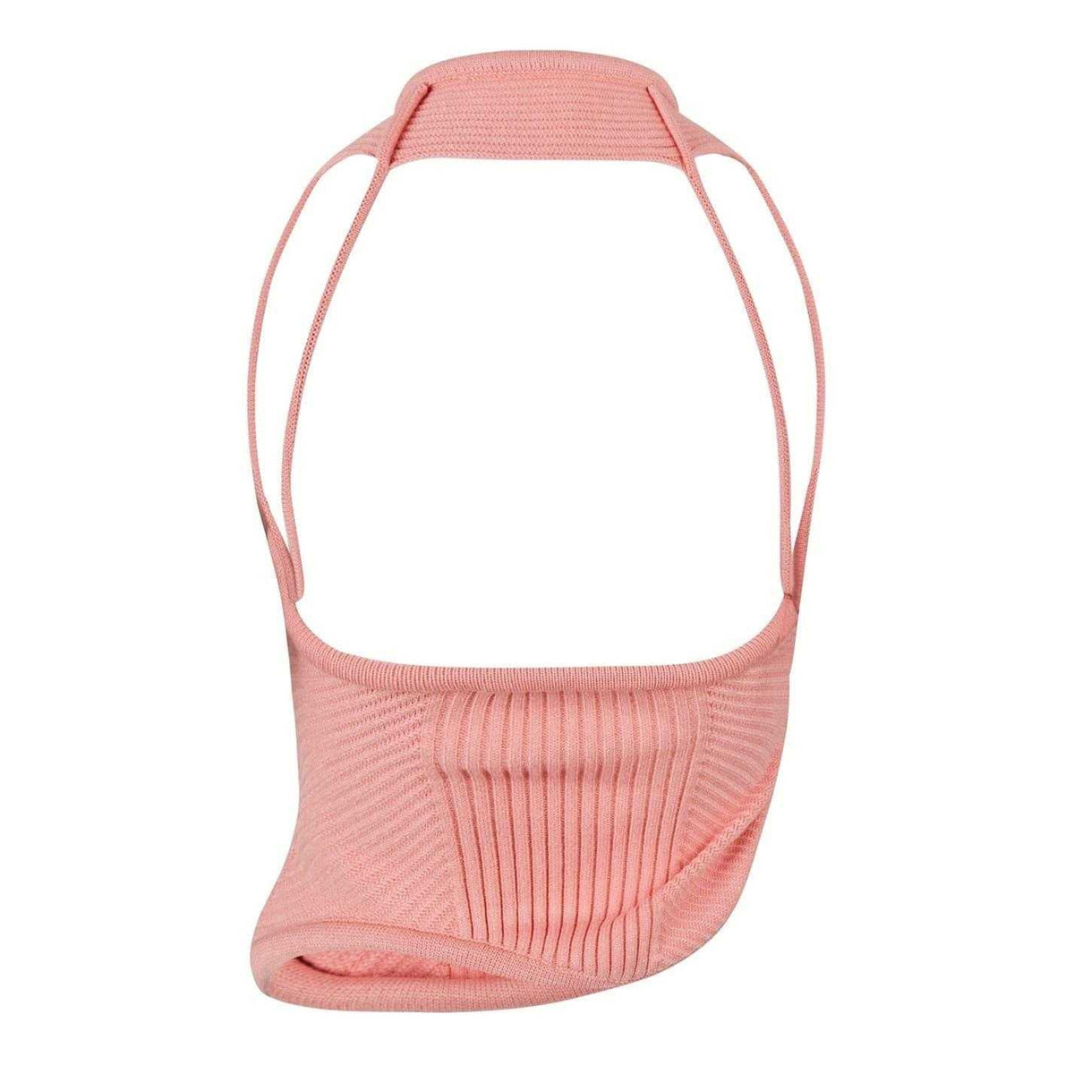 Peach - Back - Off White Womens-Ladies Ribbed Slim Sleeveless Halter Top