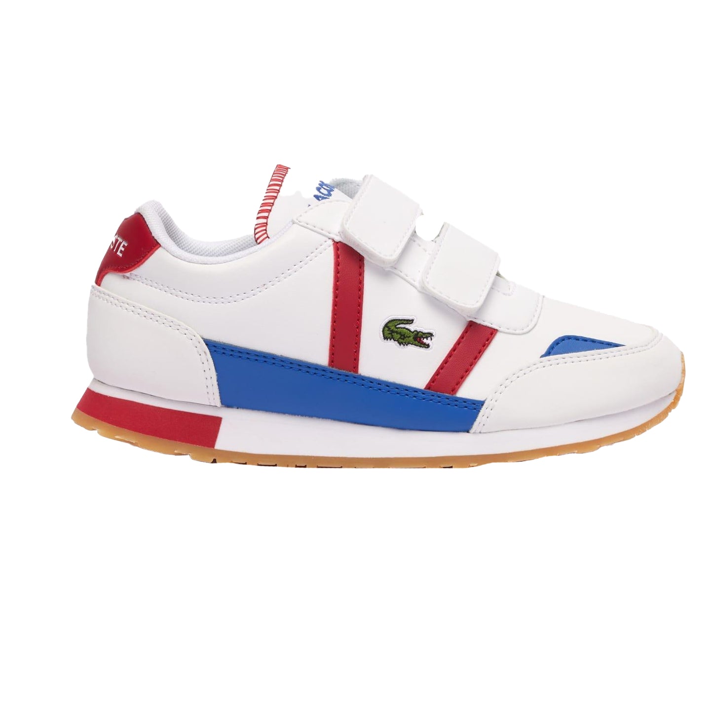 White-Red - Pack Shot - Lacoste Childrens-Kids Partner Trainers