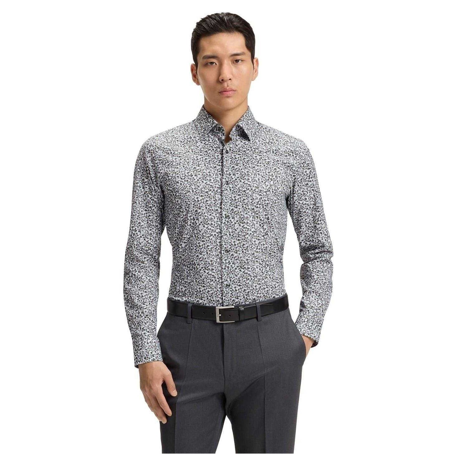 Green - Lifestyle - Boss Mens Floral Slim Long-Sleeved Shirt
