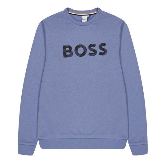 Medium Grey - Front - Boss Boys Logo Crew Neck Regular Sweatshirt