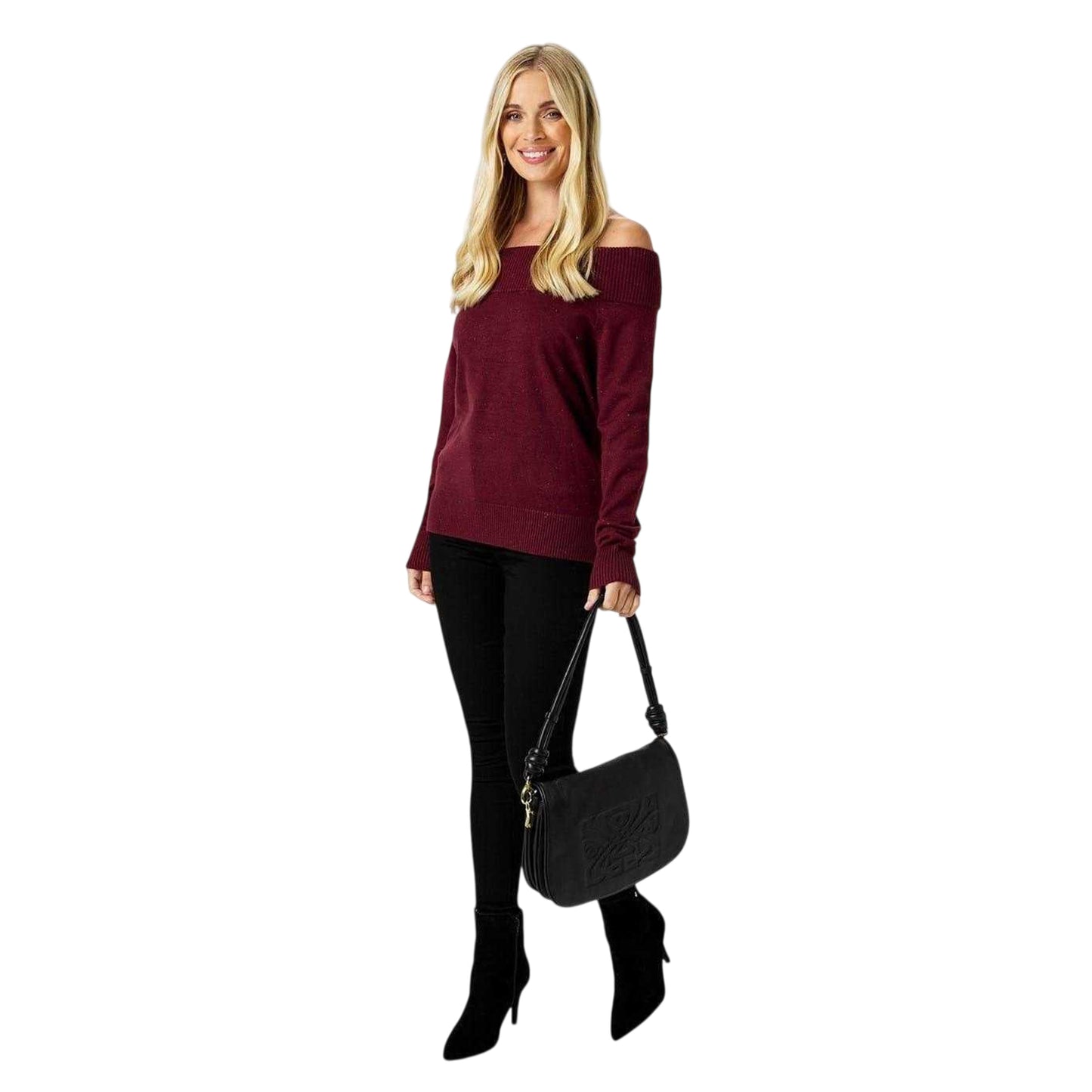 Bordeaux - Lifestyle - Biba Womens-Ladies Knitted Bardot Jumper