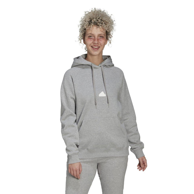 Grey Heather - Side - Adidas Womens-Ladies Oversized Hoodie