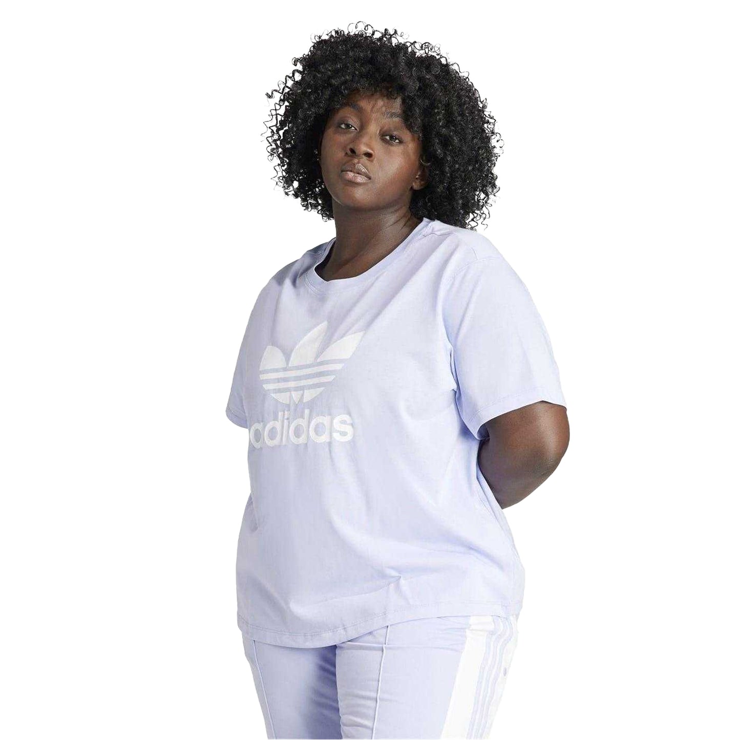 Purple - Side - Adidas Womens-Ladies Originals TRF Boxy T-Shirt