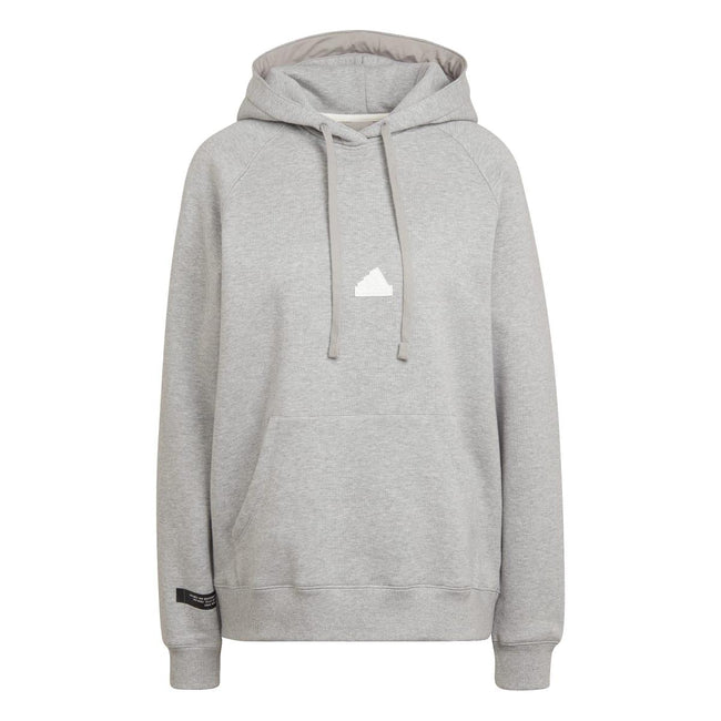Grey Heather - Front - Adidas Womens-Ladies Oversized Hoodie