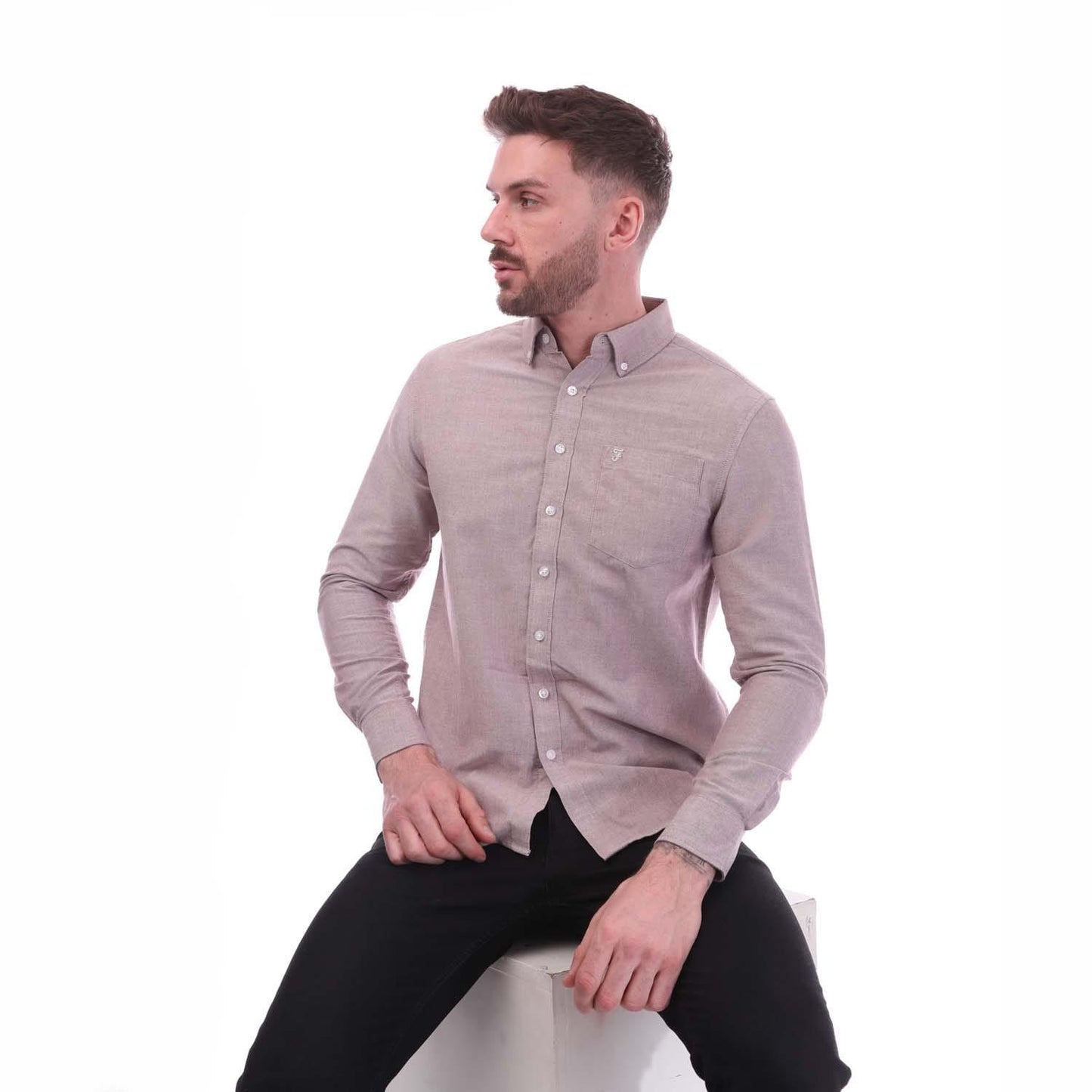 Red - Pack Shot - Farah Mens Drayton Oxford Modern Shirt