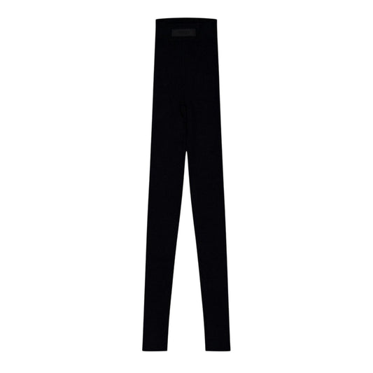 Black - Front - Essentials Womens-Ladies Ribbed Leggings