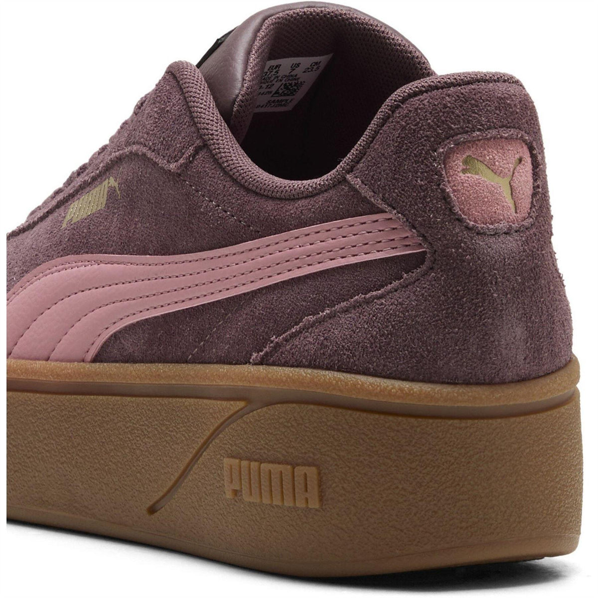Brown-Pink - Pack Shot - Puma Womens-Ladies Club Era II Suede Platform Trainers