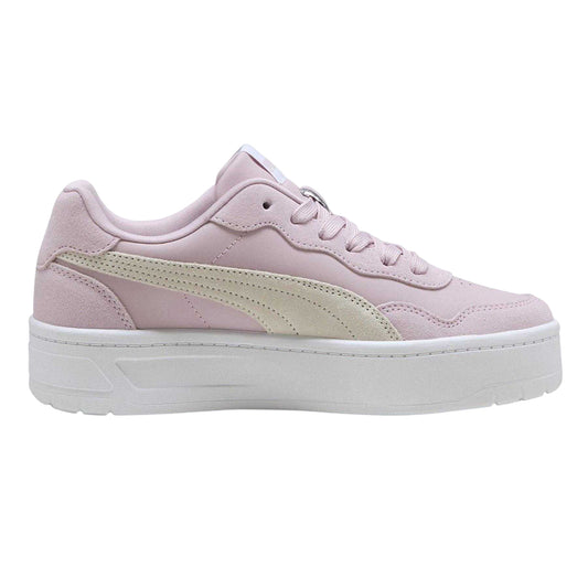 Rose-White - Front - Puma Womens-Ladies Court Lally Skye Leather Platform Trainers